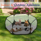 Pawaboo Small Animals Playpen, Waterproof Small Pet Cage Tent with Strong Steel Wire Frame, Portable Outdoor Yard Fence for Chick/Kitten/Puppy/Guinea Pig/Rabbits/Hamster/Chinchillas, Black