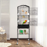 Nova Microdermabrasion 63 Inch Medium Pet Bird Cage with Detachable Rolling Wrought Iron Stand for Cockatiel, Sun Conure, Parakeet, Finch, Budgie, Lovebird, and Canary Birds