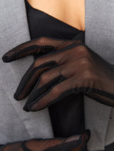 LATTEMARMALATTE Women’s Long Mesh Opera Tulle Gloves - Sheer Elbow-Length Accessory for Wedding, Halloween Party, Women’s Fashion, Black