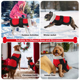 Dogcheer Dog Coat, Christmas Dog Jacket, Waterproof Turtleneck Puppy Winter Coat, Adjustable Pet Puffer Jacket, Reflective Warm Fleece Coats for Small Medium Large Dogs - Red, XL