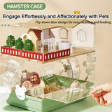 12 in 1 Clear Acrylic Hamster Cage with All Accessories,13.5''L* 10''W* 15''H Dwarf Hamster Cage,Magnetic Connection Small Hamster Enclosure,Garden Style Wooden Mouse Cage for Pet Mice(2-Layer,Green)