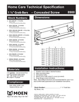 Moen Stainless Bathroom Safety 18-Inch Shower Grab Bar with Concealed Screws for Elderly or Handicapped, R8918
