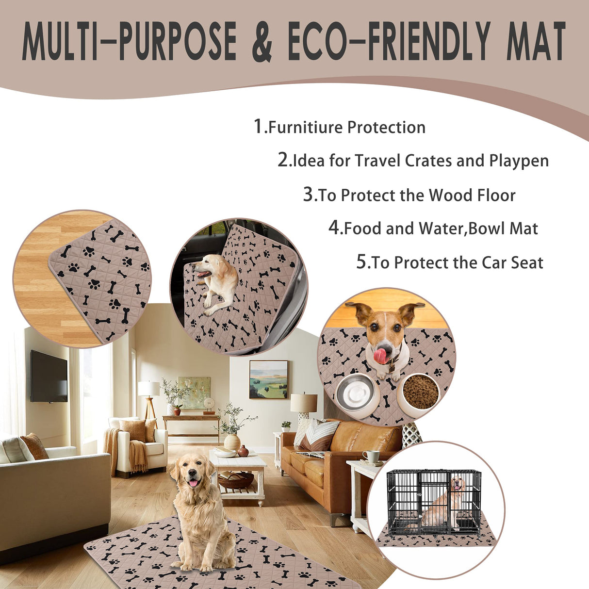 Waterproof Dog Bed Cover - nanbowang Pet Blanket Sofa Couch Furniture Protector for Kids Children Dog Cat, Reversible (40x50 Inch Pack of 1, Beige)