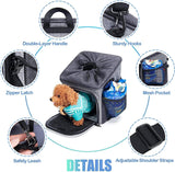 Wakytu Dog Bike Basket Carrier, Pet Bicycle Front Carrier Backpack for Bike Riding Foldable Removable, Reflective Strips, 2 Side Storage Pockets, Pet Travel Bag for Cats Small Dogs