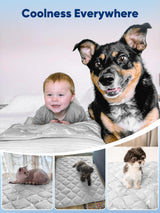 Rywell Dog Cooling Mat 2.0, Elegant Grey, 44"*32" Thick & Durable Cooling Mat for Extra Large Dogs, Extended Cooling with Waterproof & Color-Changing Arc-Chill Fiber (Q-Max>0.5), Ideal for Summer