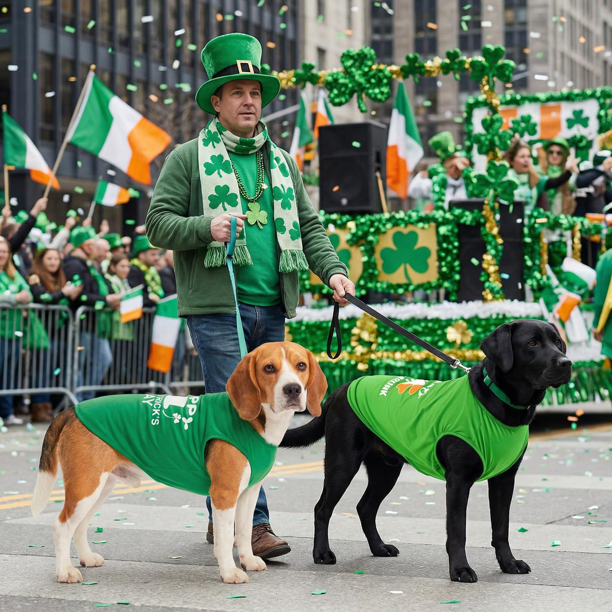 Vehomy 2-Pack st Patricks Day Dog Shirt Irish Holiday Green Dog Shirts with Shamrock Patterns Pet Saint Patricks Clover Clothes Outfit Sleeveless T-Shirt for Small Medium Large Dogs 4XL