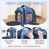 Small Pet Carrier, Breathable Collapsible Pet Bag with Safety Leash for Small Puppy, Kitten, Guinea Pig Weighing up to 8 Pounds Designed for Travel, Hiking, Walking and Outdoor Use, Blue