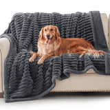 AIPERRO Waterproof Dog Blanket for Large Dogs, Washable Soft Puppy Cat Blanket Flannel Cotton Velour for Sofa Couch Protector, Comfort & Security Reversible Bed Protection for Pet, 60"X80", Gray