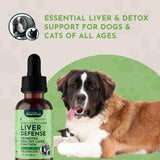 Animal Essentials Liver Defense for Dogs & Cats - Liver Support, Milk Thistle, Dandelion, Liquid Supplement, Detox Blend, Liver Cleanser - 2 Fl Oz
