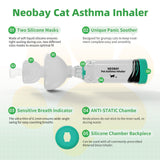 Neobay Cat Inhaler Spacer with Unique Panic Soother Training Aid & Sensitive Flow Indicator – Feline Aerosol Chamber for Cats with a Respiratory Condition – Includes 2 Masks (Small/Med) Green 1 Pack