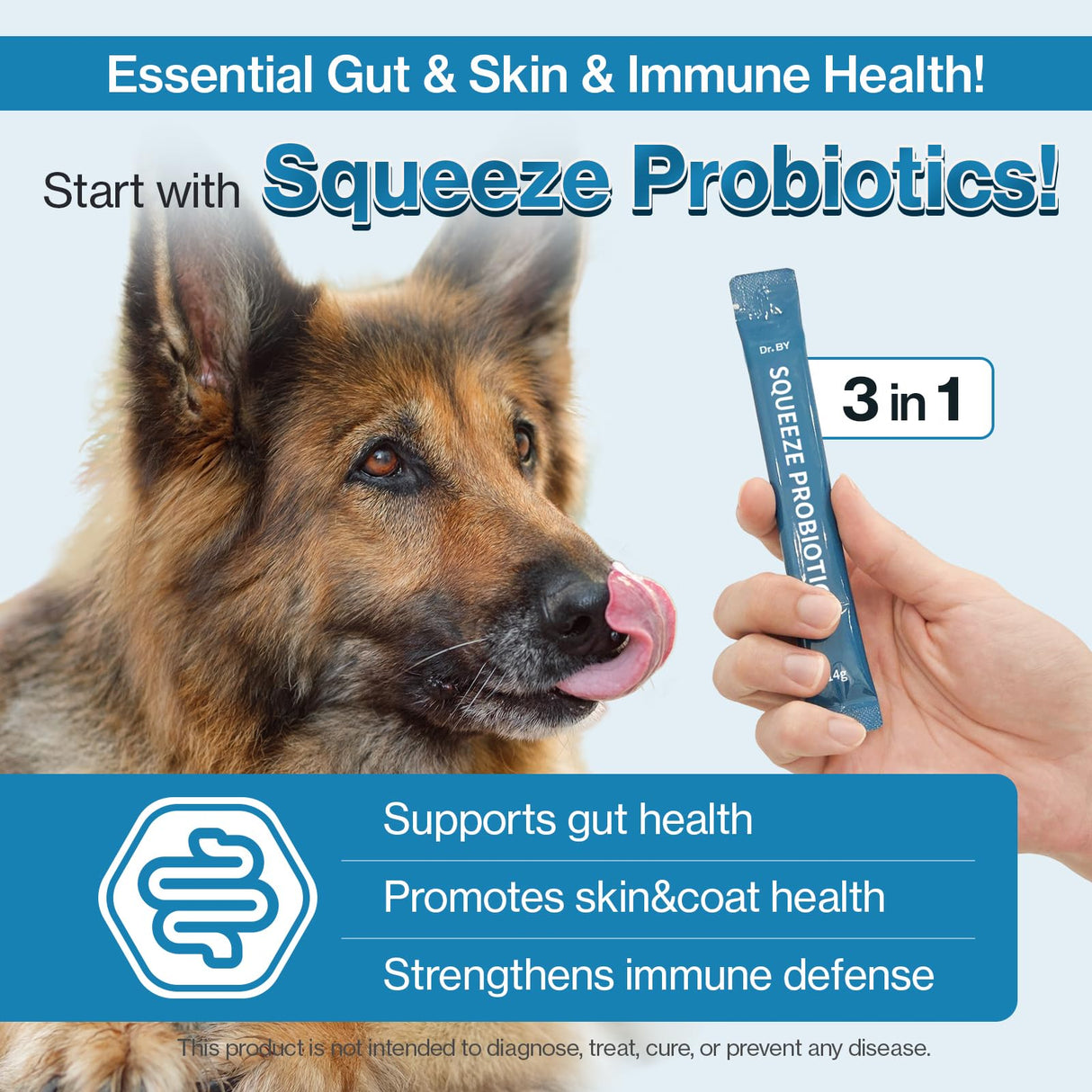 Doctor By Squeeze Probiotics for Dogs Gut Health Immunity Skin&Allergy Care Diarrhea Relief Digestive Stomach Support with L. crispatus KT-11 Lickable Paste Formula Individually Packaged, Chicken