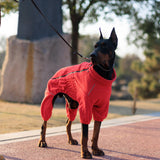 Lovelonglong Warm Dog Coat, Windproof Dog Jacket for Small Medium Large Dogs, 4 Legged Fleece Dog Winter Coat Zippered Closure Dog Outdoor Jacket Red S