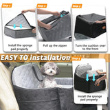 Ztinng Dog Car Seat for Small/Medium Dogs/Cats up to 30 lbs Memory Foam Pet Booster Seat with Detachable Washable Cover Travel-Safe Car Bed with Safety Belt/Storage Pockets Easy to Install