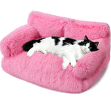 FURMORENE Large Cat Beds for Indoor Cats, Dog Couch Bed, Cute Cat Couch Sofas for Less 20lbs Kitten Puppy, Small Dog Sofas & Chairs with Removable Washable Cover, Soft Warm Pet Furniture, Plush Pink