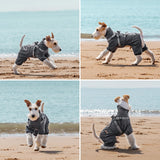 PAWBOSE Dog Raincoat with Harness for Small and Medium Dogs, Adjustable Waterproof Dog Rain Jacket,Reflective Rainproof Puppy 4 Legs Raincoat-Grey,S