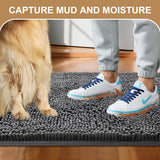 Amyracel Absorbent Dog Door Mat for Muddy Paws, 72" x 36" Non Slip Washable Door Mat Indoor Entrance, Quick Dry Chenille Pet Entry Rugs for Entryway Indoor, Grey