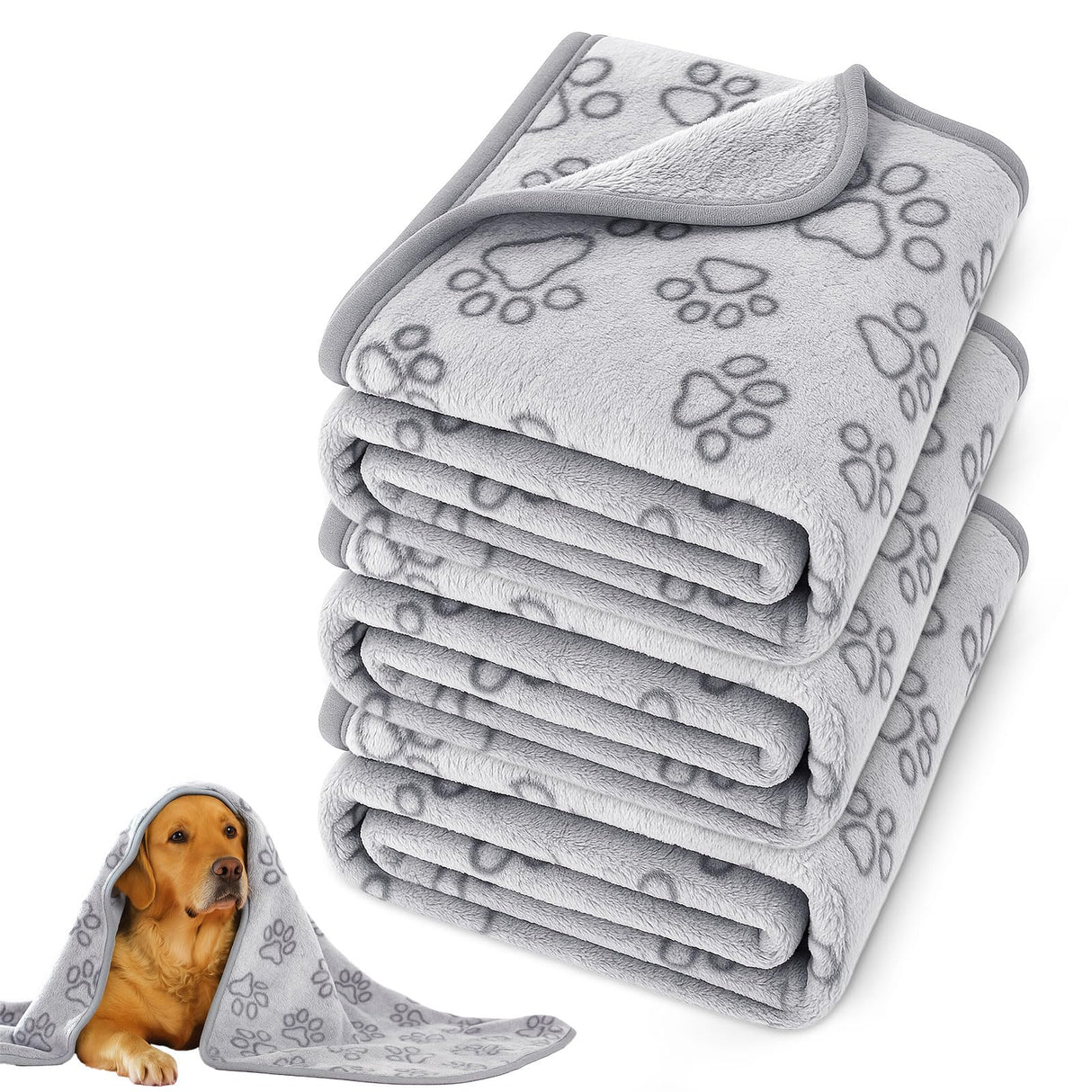Dog Blankets for Medium Dogs, Cat, Premium Soft Dog Blankets for Small Dog Washable, Puppy Blanket Dogs Essentials for Puppies (3, Grey, 41" x 30")