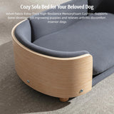 Trygoal Small Dog Sofa Bed with 2.4" Soft Foam, Removable Washable Cover, Elevated Dog Bed Pet Sofa with Solid Wood Legs & Bent Wood Back for Little Breeds, Dark Grey Velvet