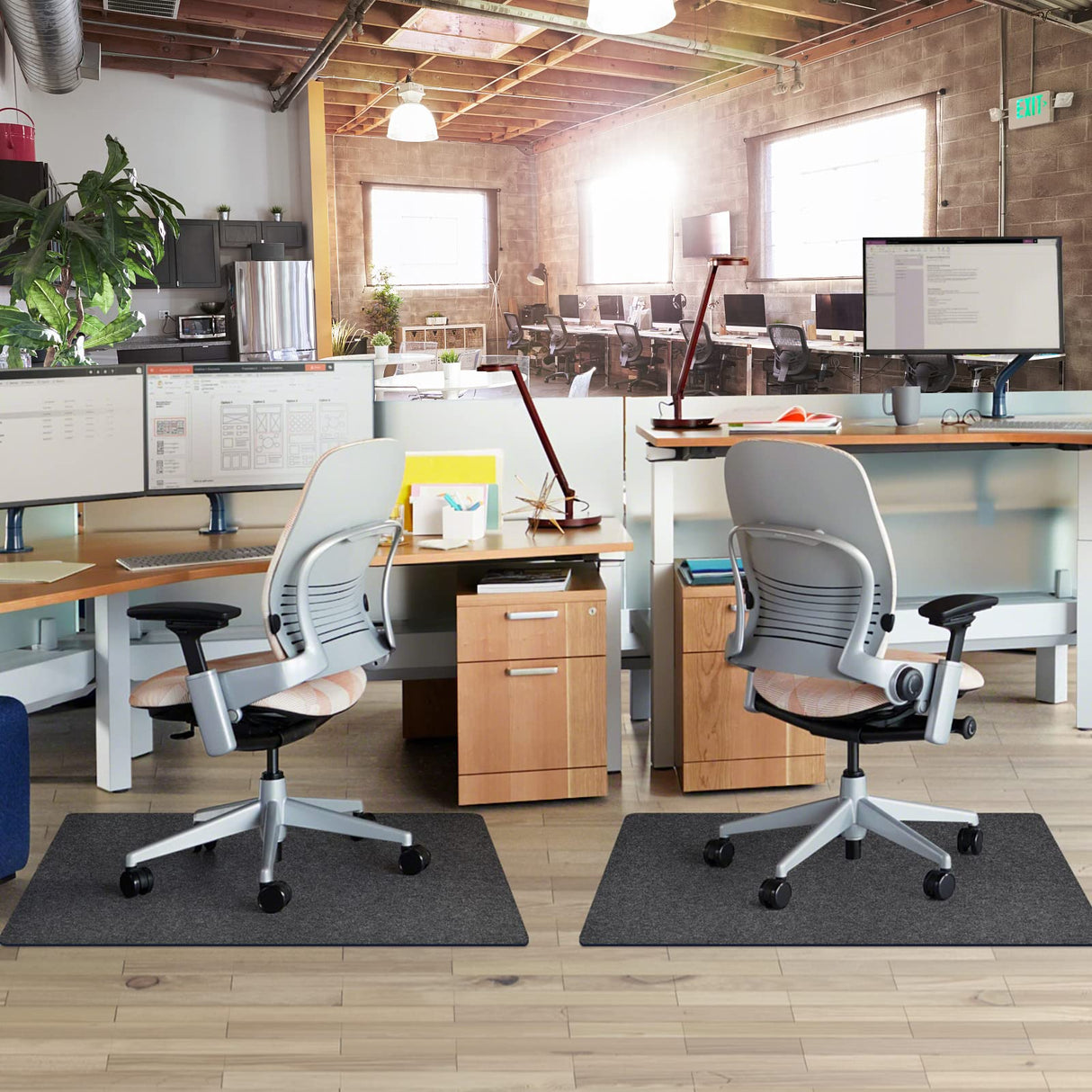 Placoot 2 Pack Office Chair Mat for Hardwood Floor, 55"x35" Computer Chair Mat, Under Desk Chair Mat, Large Anti-Slip Floor Protector for Home Office Dark Grey (Roll Packaging)