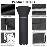 Patio Heater Covers with Reflective Strip,Outdoor Heater Cover Waterproof,Dustproof,Wind-Resistant,Sunlight-Resistant,Snow-Resistant,Black,89.5''x 33.5" Dome x 19.5" Base