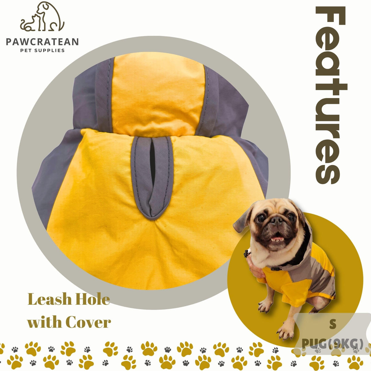 Pawcratean Dog Raincoat, Water Resistant, Adjustable, Cool Design (Yellow, XX-Large)