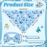 Sanwuta 50 Pcs Winter Dog Bandanas Bulk and Charm Collar Bow Ties Set 25 Snowflake Bandanas for Dogs 25 Snowflake Doggie Collar Triangle Cat Scarf Bowtie for Small Medium Large Pet Winter Costume