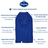 Blueberry Pet Dog Sweater in Alaskan Blue - Award Winning Medium Dog Clothes for Small Dogs, Classic No-Sleeve Wool Blend, 14" Back Length, 18"-22" Chest Girth, Cozy & Warm, Machine-Washable