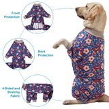 LovinPet Pit Bull Pajamas Large Dogs PJS - Tiger Garden Blue and Pink Print/Lightweight Stretchy Knit Big Dog Pullover Jammies, Large Breed Dog Pajamas, Pet PJ's/XXL