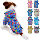 Dog Raincoat Hooded Leash Hole Waterproof Rain Coat Jacket Rainwear for Small Pet Cat Puppy (XS: Length - 10", Blue Flowers)