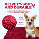 Soggy Doggy Doormat Plain Solid Color Design - Ultra Absorbent Microfiber Chenille Wet Dog Mat for Muddy Paws - Non-Slip and Machine Washable (Cranberry, Large 26” x 36”)