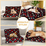 Gowyeg Dog Blankets for Large Dogs, 80"x60" Blanket Washable, Fuzzy Soft Pet Mat Throw Cover for Kennel Crate Bed, Cute Paw Pattern, Cat Blanket, Gifts Medium Small Pet Essentials, Black Red