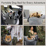 LELEFIDO Dog Car Seat for Small/Medium Dogs Under 40 lbs - Elevated Pet Seat with Safety Belt, Non-Slip Base, and Storage Pockets for Car Travel (Gray, 30 x 20.5 inch)