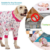 LovinPet Big Dog Pajamas, Pet Anxiety Relief, Anti Licking, Post Surgery Recovery Clothe, Lightweight Stretch Fabric, Jungle Dreams Fuchsia Print, Large Dog Jammies,Big Breed Pet PJ's, L