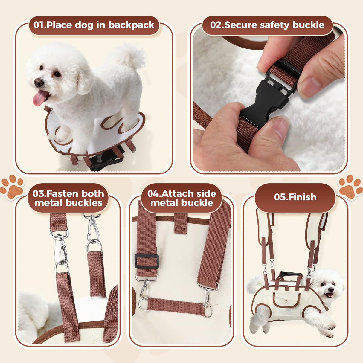 Atiansen Hands Free Dog Backpack Carrier for Small Dogs, Yorkie Shoulder Carrier Sling Backpack Carriers Dog Lift Harness Portable Breathable Pet Carrier Backpack for Small Puppies (S, 4.4-8.8 lbs)