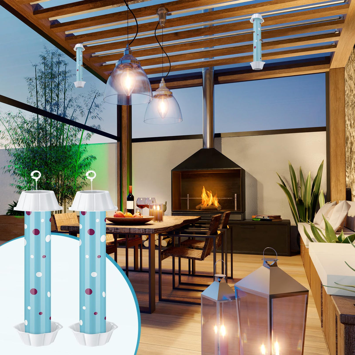 12 Pcs Sticky Fly Trap Fly Stick Indoor Outdoor Long Lasting Adhesive Fly Catcher with Hanging Hook for Wasps Gnats Bugs Insects Moths Fruit Flies Mosquitoes Spiders Fleas (Sky Blue, White)