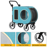 kepptory Dog Stroller with Large Dog House, XL Pet Stroller for 2 Small Dogs with Panoramic Sunroof, Adjustable Handle, Storage Organizer and Sturdy Metal Frame,32.4Lx19.3Wx23.6H(House Size)