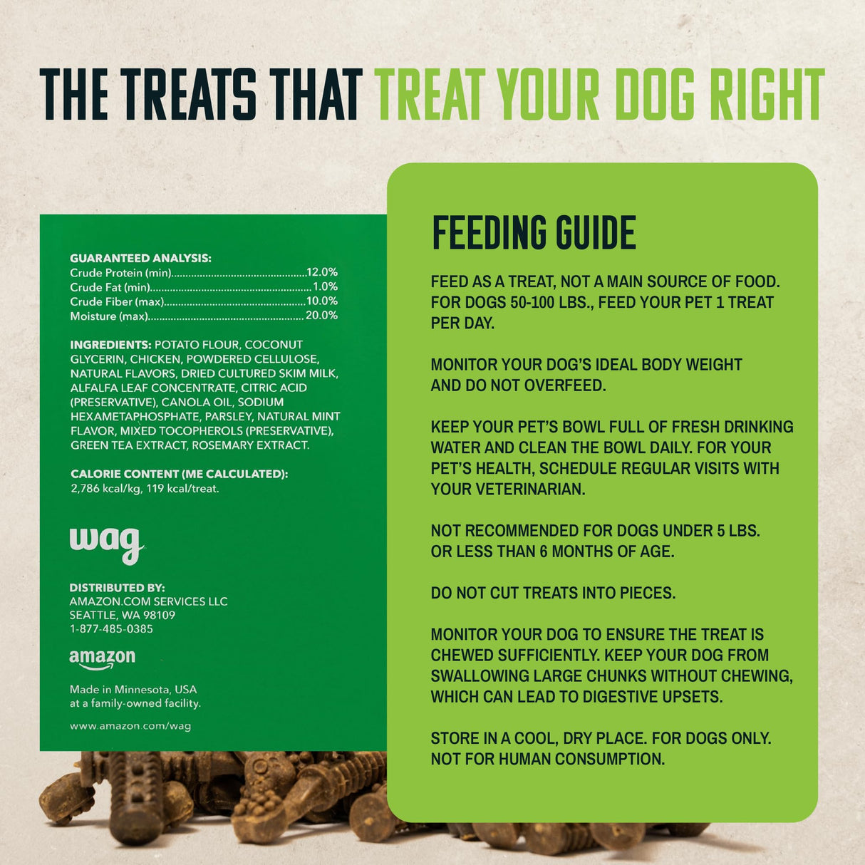 Wag Dental Dog Treats to Help Clean Teeth & Freshen Breath - Medium, Unflavored, 36 Count (Pack of 1)