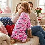 Vehomy 2-Pack Dog Valentines Pajamas Valentine's Day Dog Costume Outfit with Love Heart Patterns Pet Valentines Onesie Jumpsuits Sweet Heart Clothes Jammies for Medium Large Dogs XL