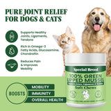 Green Lipped Mussel for Dogs & Cats - 60 Soft Chews - New Zealand Green Lipped Mussels - Natural Hip & Joint Supplement for Joints, Tendons, Ligaments, Muscles