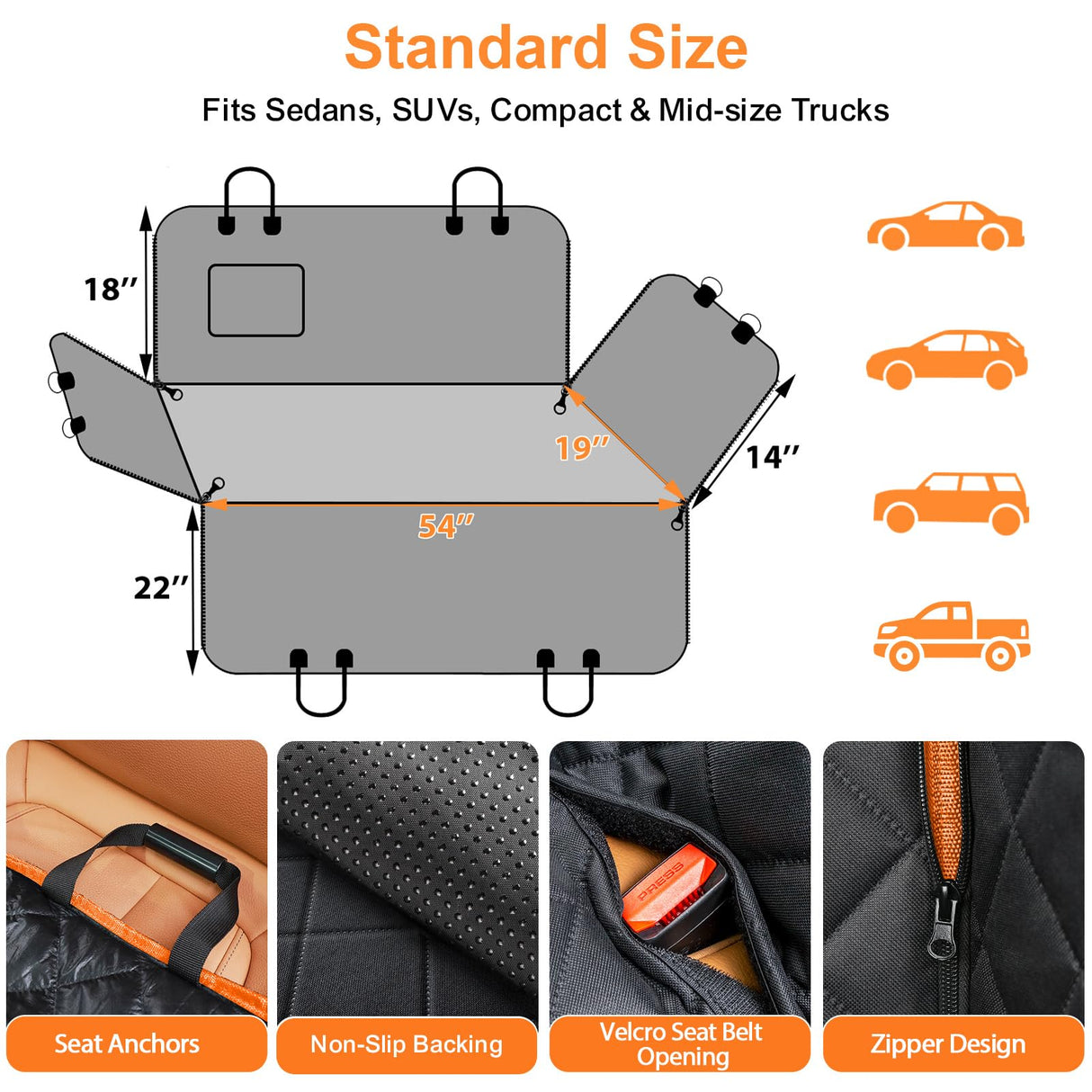 URPOWER Dog Car Seat Cover for Pets 100% Waterproof Seat Cover Hammock 600D Heavy Duty Scratch Proof Nonslip Durable Soft Back Seat Covers for Cars Trucks and SUVs