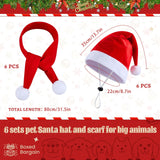 Weewooday 12 Pcs Mini Christmas Pet Santa Hat Scarf Set Adult Xmas Small Animal Tiny Santa Hat with Adjustable Chin Strap for Chicken Cat Dog Hamster Guinea Gift(Large,Classic Style)