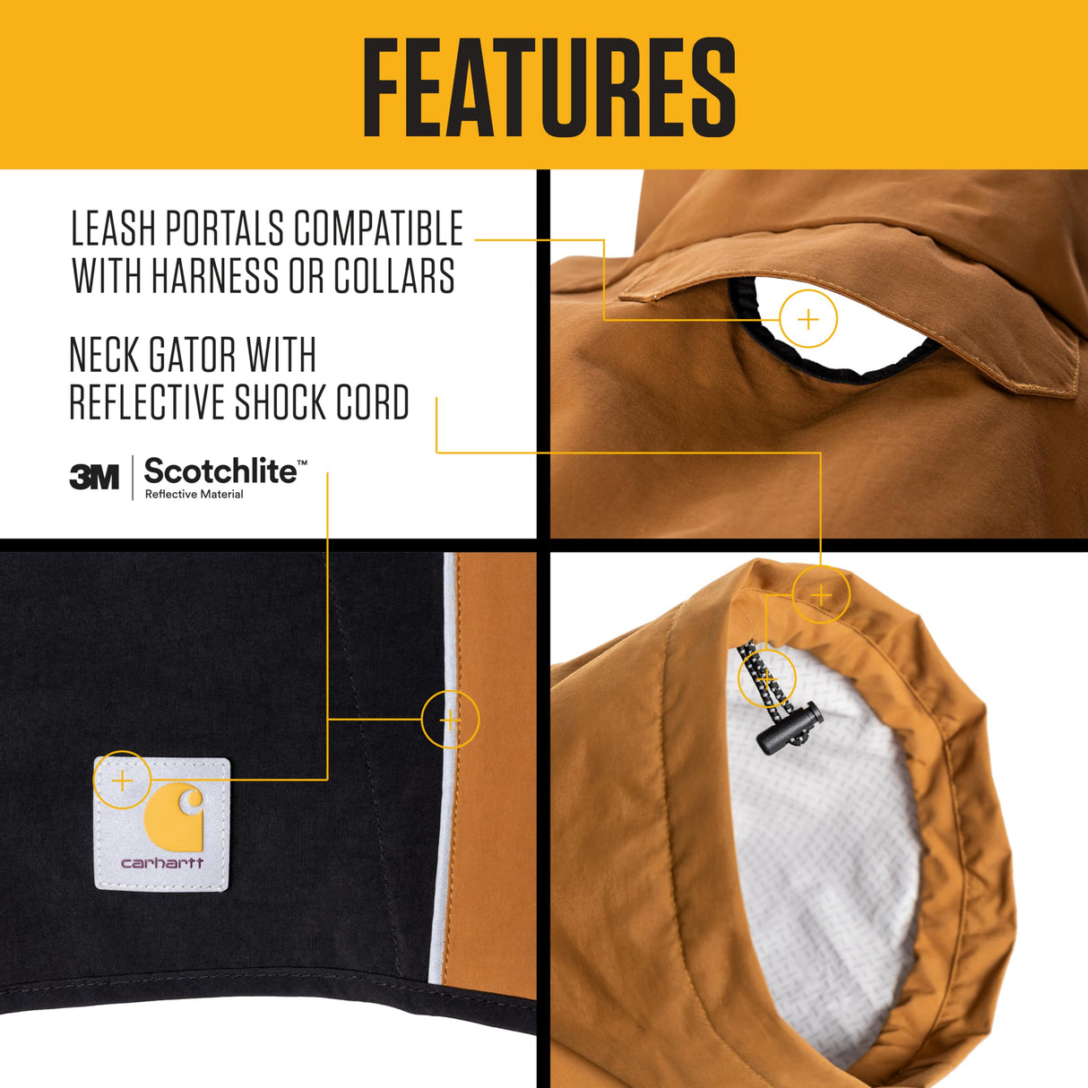 Carhartt Durable Dog Rain Jacket W/Waterproof Storm Defender Material and Adjustable Straps, Carhartt Brown/Black, Small
