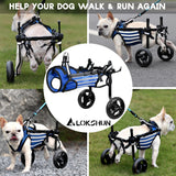 LOKSHUN Small Dog Wheelchair for Back Legs, Adjustable Rear Leg Mobility Support for Small Dogs up to 22 lbs, Lightweight Dog Mobility Cart with Harness, Heavy-Duty Wheels & 5ft Leash (Blue-XS).