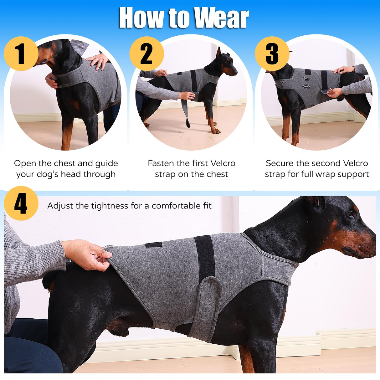 Harbyel Dog Anxiety Vest - Skin-Friendly Calming Shirt for Thunder, Fireworks, Vet Visits & Separation Anxiety – No Medicine or Training Needed – Suitable for Small, Medium, and Large Dogs