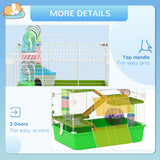 PawHut Extra Large 23" Hamster Cage with Tubes and Tunnels, Portable Carry Handles, Rat House and Habitats Big 5-Tier Design, Mouse Cage Includes Exercise Wheel, Water Bottle, Food Dish, Green