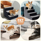 VERASCOT Dog Stairs for Small Dogs and Cats 18.5" H 4-Step Dog Steps for High Bed Couch and Sofa High-Density Foam Pet Stairs with Supporting Board Pet Steps with Non-Slip Bottom Washable Cover