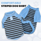 Fleece Dog T-Shirt with Leash Ring Lightweight Stretchy Dogs Clothes Striped Short Sleeves Pet Sweatshirt Soft Dog Shirts for Large Dogs Border Collie,Golden Retriever,Doberman（Blue,6X-Large）