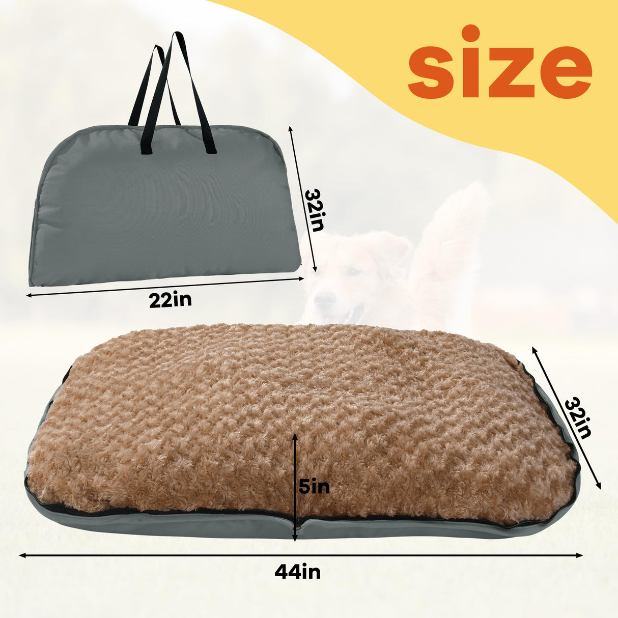 MABOZOO Foldable Travel Dog Bed, Outdoor Camping Dog Bag Bed Pet Pad with Carry Handles, Waterproof Pet Mattress Mat for Small, Medium, and Large Dogs Cats (Gray, 44x32x5 in)