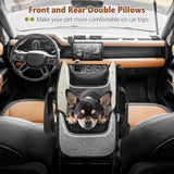 YUDODO Large Console Dog Car Seat (Width＞9in) Fits 0-18lbs, Anti-Slip Puppy Cat Travel Portable Booster Seat, Portable Pet Car Bed Carseat Dual Front & Rear Pillow Gray