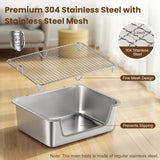 Aothey Rabbit Litter Box, Extra Large Bunny Litter Box with 304 Stainless Steel Sifting Tray & Hooks, Rabbit Litter Box, Easy to Clean and Odor Control (17.7" × 13.8" × 5.9")